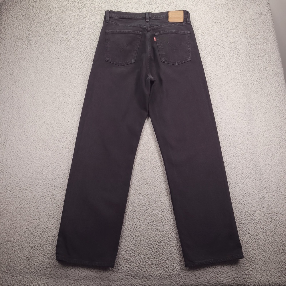 LEVIS Jeans Size 29 Ribcage Straight Ankle Button Fly Premium Black Denim